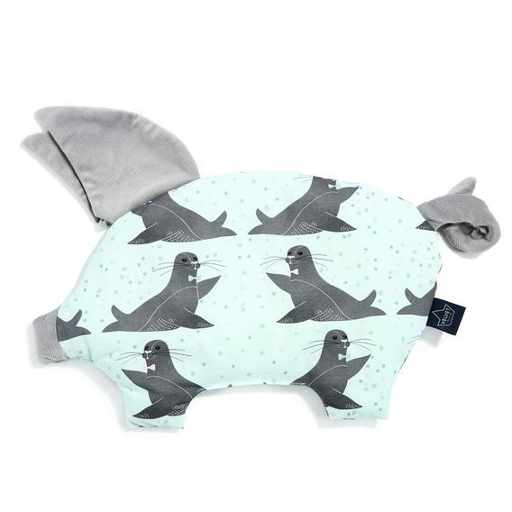 La Millou Luxusní polštářek Sleepy Pig Velvet-Cotton, ICY SEAL BLUE - DARK GREY