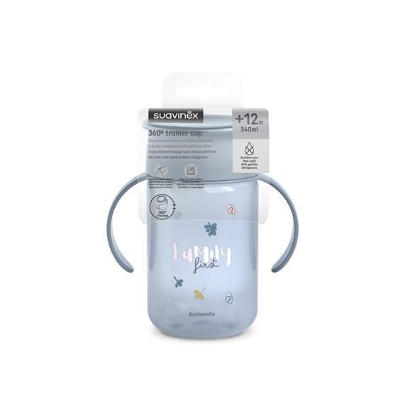 Suavinex Bear 360° hrneček na učení 340ml MODRÁ