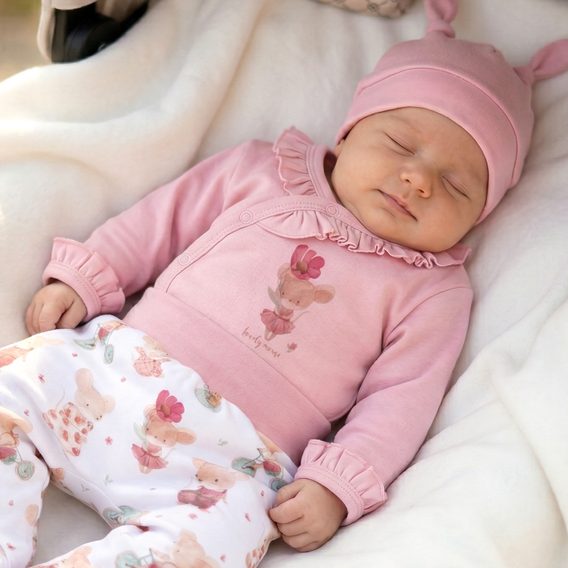 NINI Zavinovací body dlouhý rukáv Myšky PUDROVĚ RŮŽOVÉ