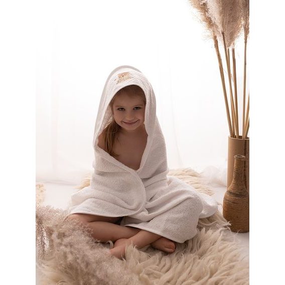 BabyMatex Osuška s kapucí 100x100cm Maxi MEDVÍDEK BÍLÁ