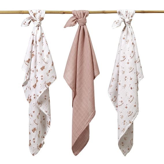 BabyOno Bambusové pleny 3ks HNĚDÁ Medvídci