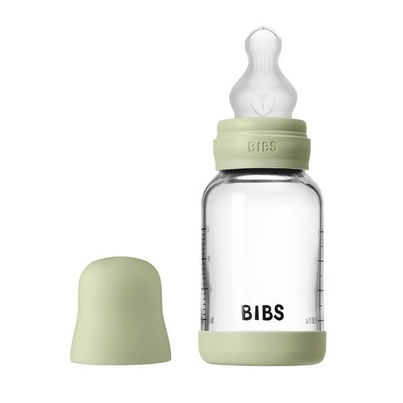 BIBS Skleněná kojenecká láhev antikoliková silikon 120ml SAGE