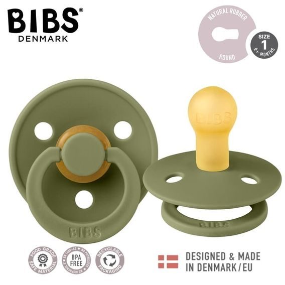 BIBS Colour dudlík kaučuk kulatý 0-6m OLIVE