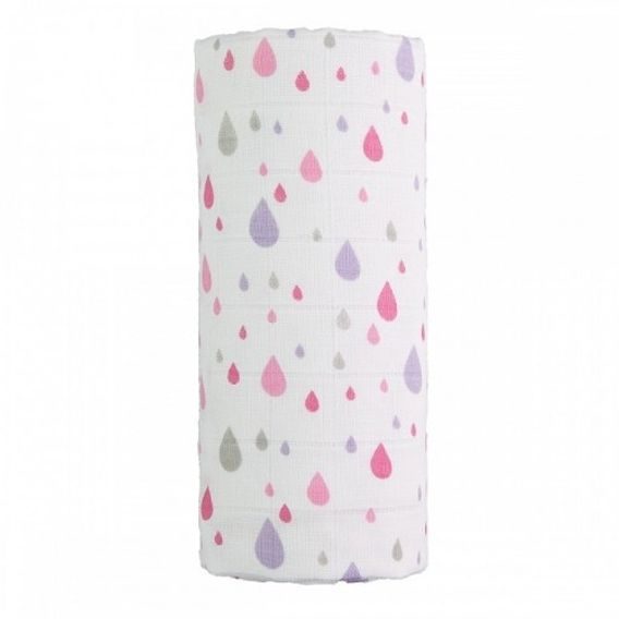 T-Tomi Velká bavlněná tetra osuška 120x120cm - RŮŽOVÉ KAPKY (pink drops)