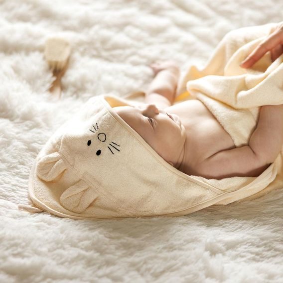 BabyOno Bambusová osuška s kapucí 100x100cm KRÉMOVÁ