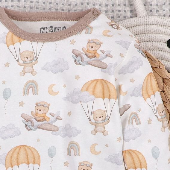 NINI Body dlouhý rukáv Méďa Pilot VZOROVANÉ