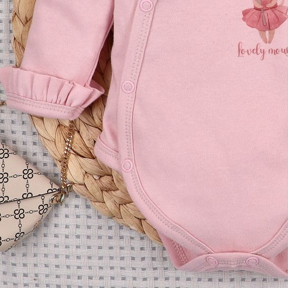 NINI Zavinovací body dlouhý rukáv Myšky PUDROVĚ RŮŽOVÉ