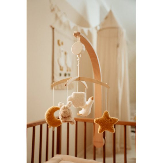 Little Dutch Dřevěný hudební kolotoč Newborn Naturals