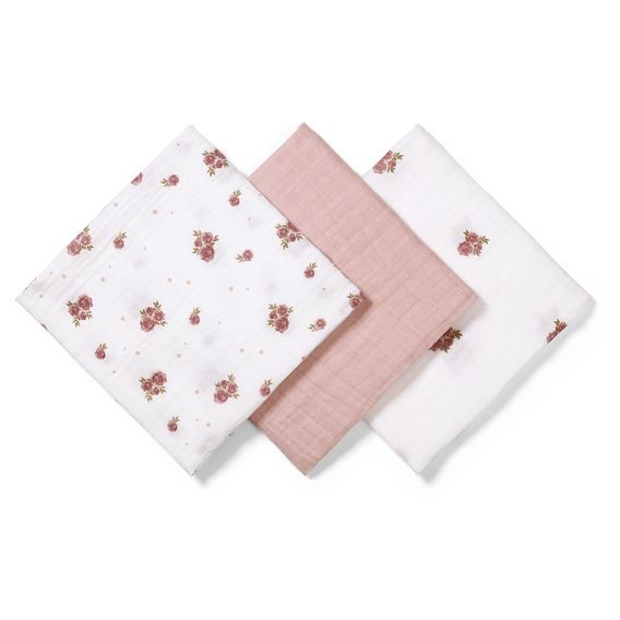 BabyOno Bavlněné pleny 3ks RŮŽOVÁ Roses
