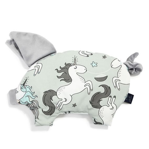 La Millou Polštářek Sleepy Pig Velvet - UNICORN RAINBOW KNIGHT & DARK GREY