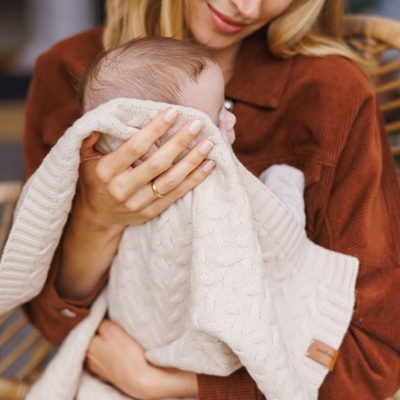 BabyOno Pletená dětská deka z merino vlny KRÉMOVÁ
