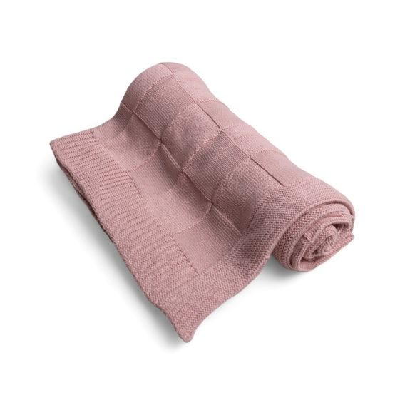BabyMatex Pletená deka Square Checks (80x100) RŮŽOVÁ