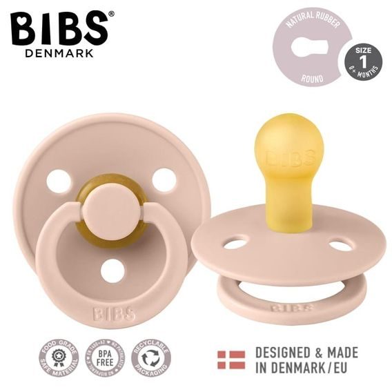 BIBS Colour dudlík kaučuk kulatý 0-6m BLUSH