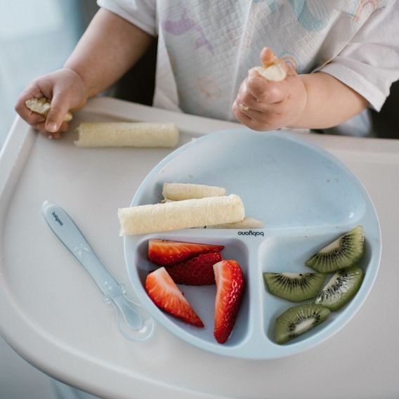 BabyOno Silikonový dělený talíř s přísavkami MODRÁ