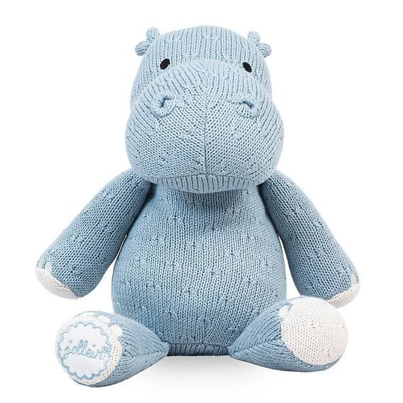Jollein Pletená hračka Soft Knit HIPPO - SOFT BLUE