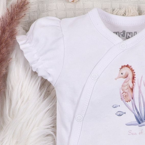 NINI Zavinovací body krátký rukáv Ocean Girl BÍLÉ