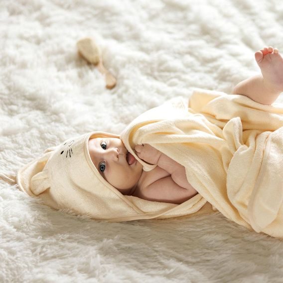 BabyOno Bambusová osuška s kapucí 100x100cm KRÉMOVÁ