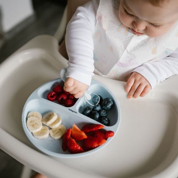 BabyOno Silikonový dělený talíř s přísavkami MODRÁ