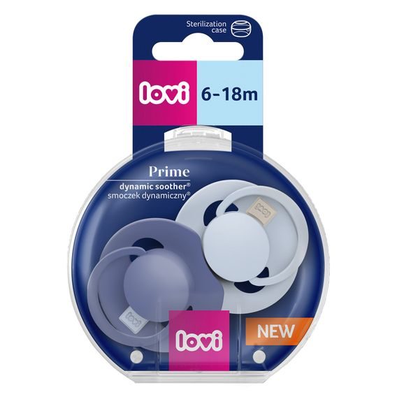 LOVI 2x dudlík silikonový dynamický PRIME 6-18m Baby Blue/Blue