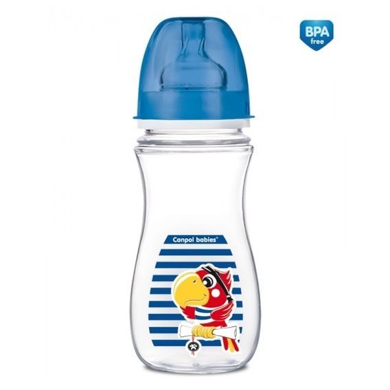 Canpol babies Kojenecká láhev EasyStart PIRÁTI 300ml - MODRÁ