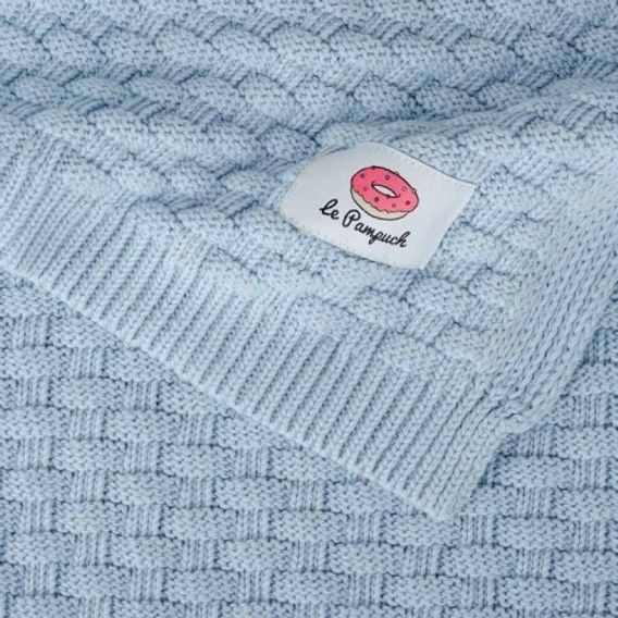 Le Pampuch Pletená dětská deka 100%Cotton "Bricks" BABY BLUE