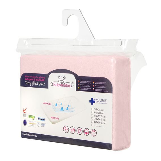 BabyMatex Nepromokavé froté prostěradlo 120x60cm SVĚTLE RŮŽOVÉ