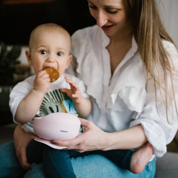 BabyOno Silikonová miska s přísavkou RŮŽOVÁ