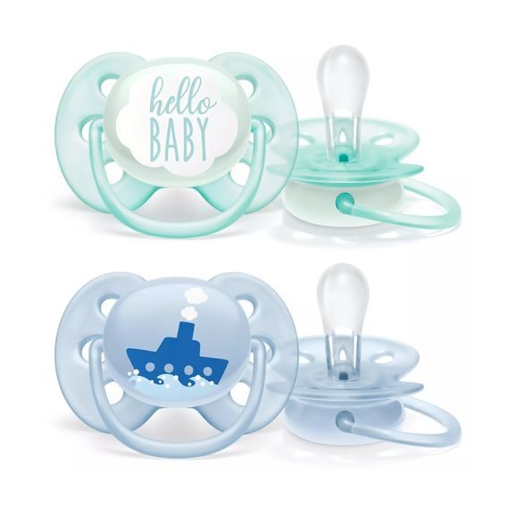 AVENT Šidítko Ultra Soft 0-6m 2ks MODRÁ (Hello/Loď)