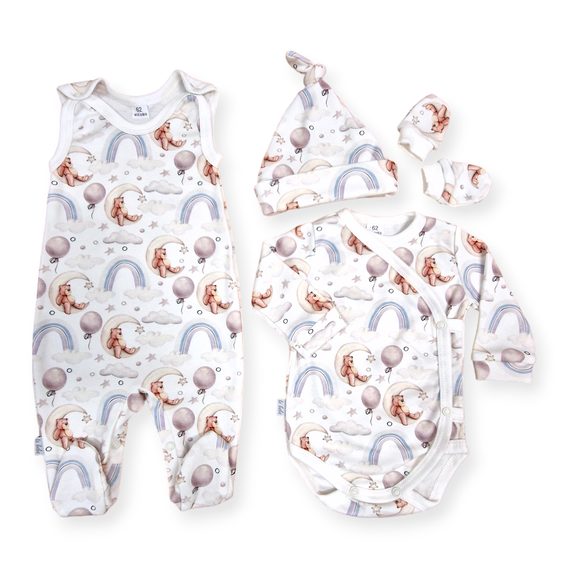 Le Bebe Soupravička (4ks) s dupačkami - Méďa na měsíci