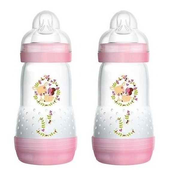 MAM Láhev samosterilizační Anti-Colic 2x260ml, 2m+ - RŮŽOVÁ