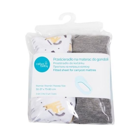 Ceba baby Prostěradlo do kočárku 2ks - Elephant/Light grey melange