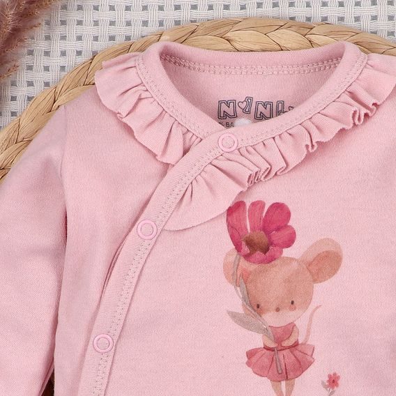 NINI Zavinovací body dlouhý rukáv Myšky PUDROVĚ RŮŽOVÉ
