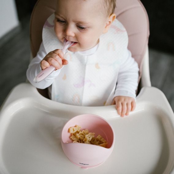 BabyOno Silikonová miska s přísavkou RŮŽOVÁ