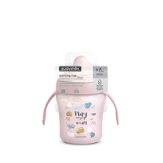 Suavinex Bear Hrníček nerozlitný 200ml RŮŽOVÝ