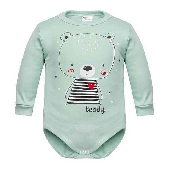 PRO MRŇOUSKY Body dlouhý rukáv Teddy Bear MINT