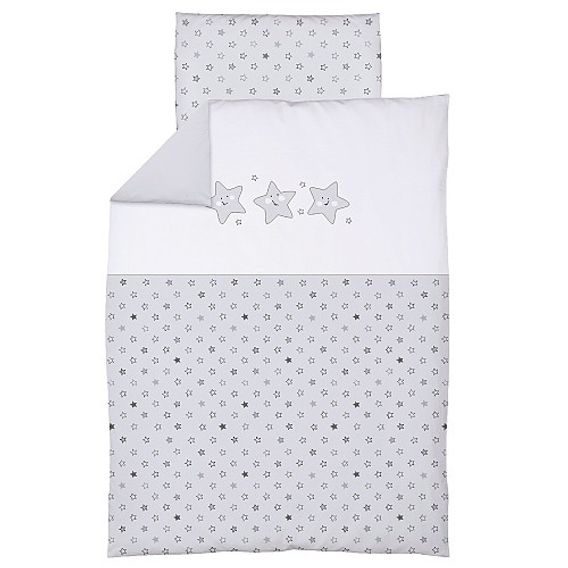 Ceba 3-dílná souprava do postýlky s výšivkou HVĚZDY ŠEDÁ