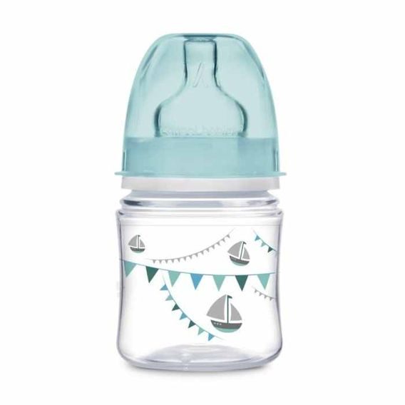 Canpol babies Kojenecká láhev EasyStart LET´S CELEBRATE 120ml - MODRÁ