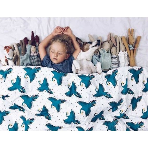 La Millou Souprava Kid Kit (110x140 + 60x40cm) - BLUE BIRDS & DEEP OCEAN
