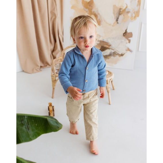 Makoma Mušelínová body-košile dlouhý rukáv Bamboo MODRÁ