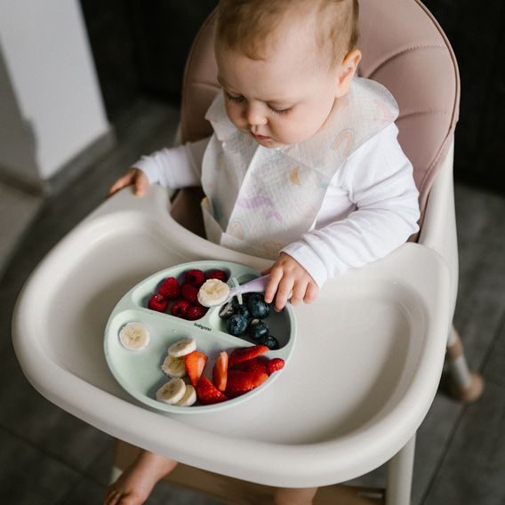 BabyOno Silikonový dělený talíř s přísavkami MINT