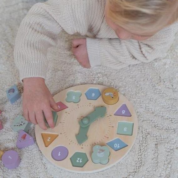 Little Dutch Hodiny s puzzle kostkami Farma