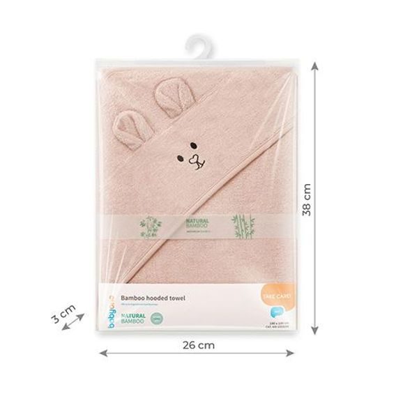 BabyOno Bambusová osuška s kapucí 100x100cm PUDROVĚ RŮŽOVÁ