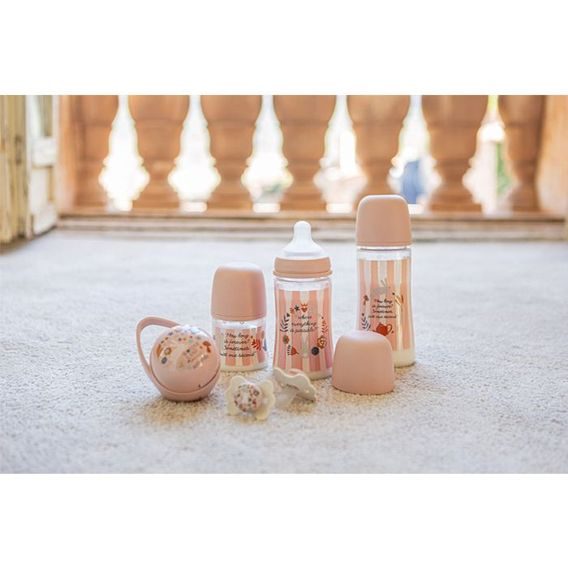 Suavinex Wonderland kojenecká láhev 150ml LIBERTY RŮŽOVÁ