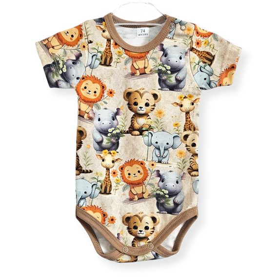 Le Bebe Body krátký rukáv Zvířátka z Afriky