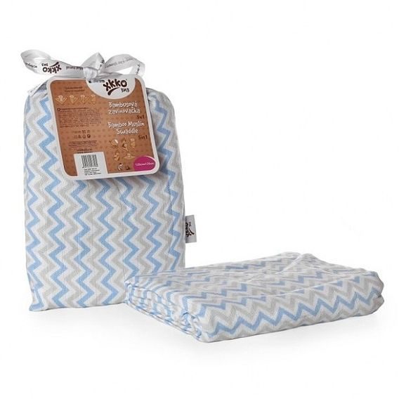 Kikko Bambusová zavinovačka 5v1 XKKO®BMB Scandinavian - BABY BLUE CHEVRON