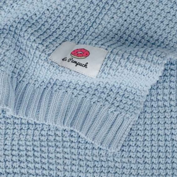 Le Pampuch Pletená dětská deka 100%Cotton BABY BLUE