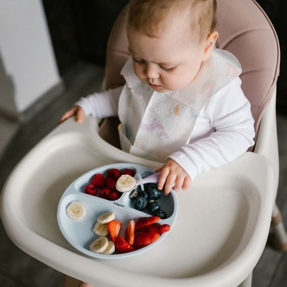 BabyOno Silikonový dělený talíř s přísavkami MODRÁ