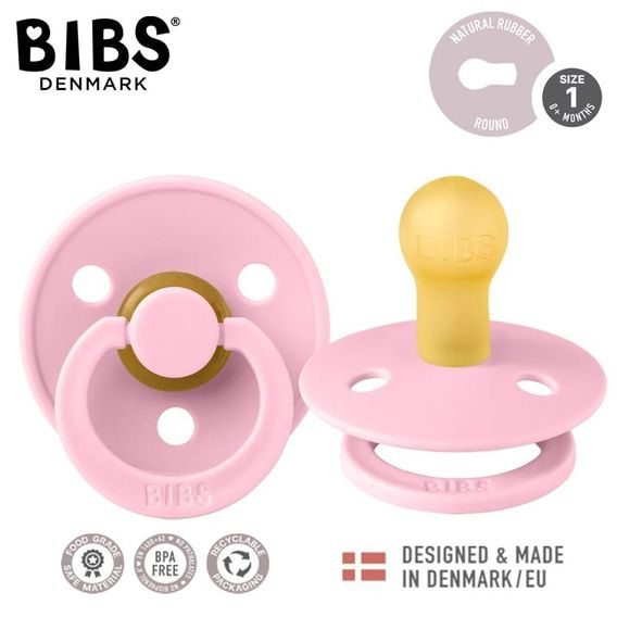 BIBS Colour dudlík kaučuk kulatý 0-6m BABY PINK