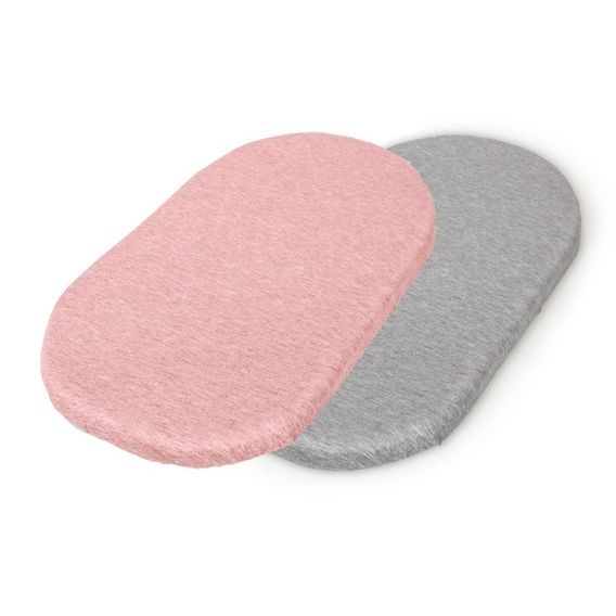 Ceba baby Prostěradlo do kočárku 2ks - Pink/Light grey melange