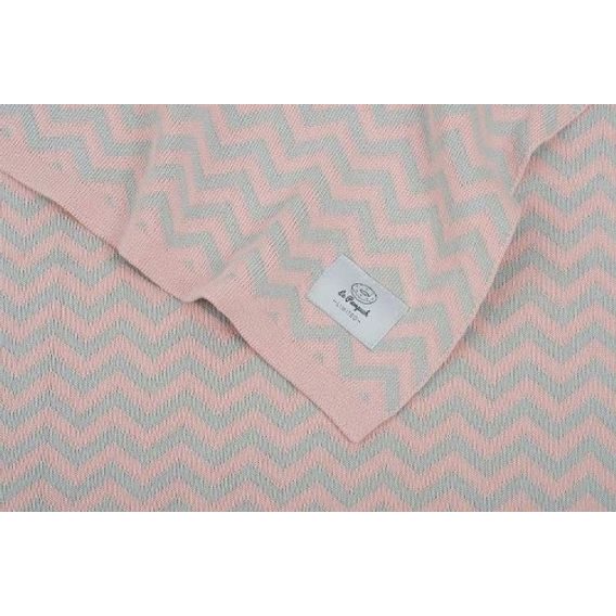 Le Pampuch Pletená dětská deka 100%Cotton CIKCAK - POWDER PINK & LIGHT GREY